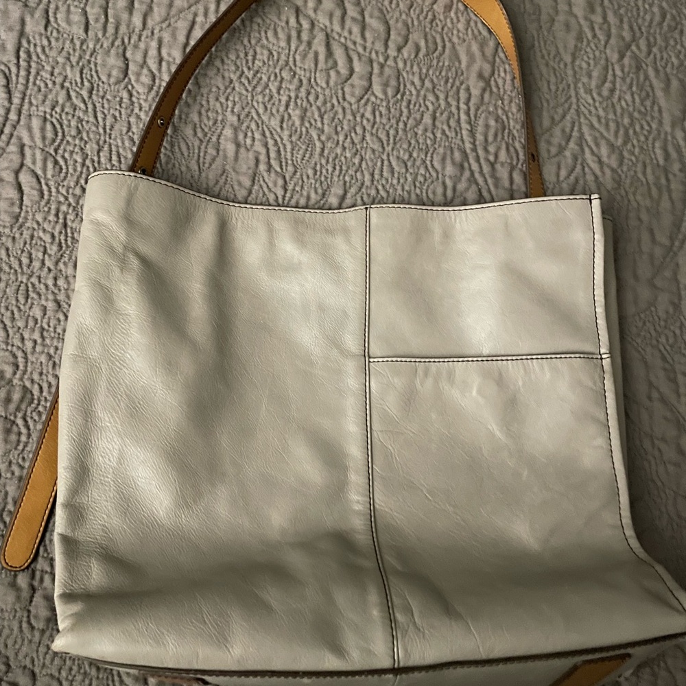 HOBO Cream Leather Shoulder Bag